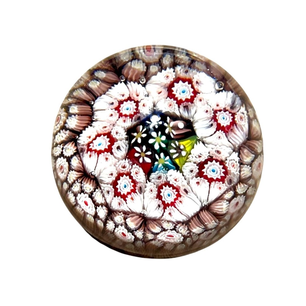Vintage Perthshire‎ Scotland Millefiori Art Glass Colorful Paperweight -2 1/2"